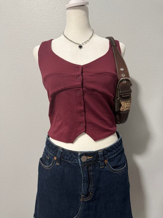 Forever 21 Tops - Forever 21 Corset Button-Down Crop Top  (Tag cut off)